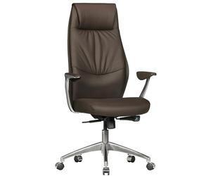 FineBuy Chaise de Bureau Fauteuil de Direction pivotant avec accoudoirs | Chaise tournante Appui-tête | Brun - Cuir véritable - réglable en Hauteur - Dossier Ergonomique - Capacité de Charge 120 kg