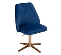 FineBuy Chaise De Bureau Pivotante en Velours Bleu 80-100 cm | Design Coquille | Fauteuil Avec Dossier | Capacité 120 kg | Sans Rôles