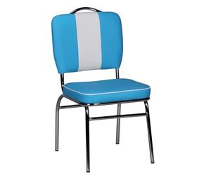FineBuy Chaise de Salle à Manger 47x90x45cm | Chaise de Cuisine Métal/Cuir synthétique - Capacité de Charge maximale: 120 kg - Rembourrée | Diner américain (Bleu)