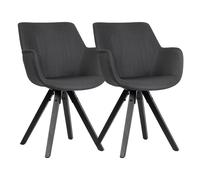 FineBuy Chaise de salle à manger, set de 2 chaises à coque Chaise de cuisine en tissu Accoudoirs