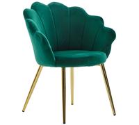 FineBuy Chaise de salle à manger Tulipe velours / métal rembourré Chaise de cuisine à coque