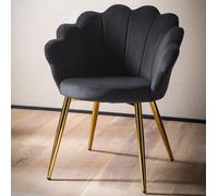 FineBuy Chaise de salle à manger Tulipe velours / métal rembourré Chaise de cuisine à coque