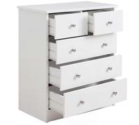 FineBuy Commode 60x35x70 cm Blanche avec 5 Tiroirs, Plat | enfilade polyvalente pour l'entrée, buffet avec rangement, intemporel petit meuble pour chambre et couloir