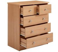 FineBuy Commode 60x35x70 cm Hêtre avec 5 Tiroirs, Plat