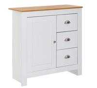 FineBuy Commode 79x35x81 cm Blanche Chêne, 3 Tiroirs et Porte