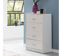 FineBuy Commode avec 4 tiroirs Armoire 60x90x30 cm Blanche Buffet Cabinet Salon