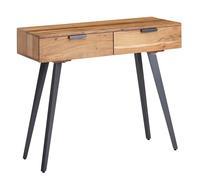 FineBuy Console 90x36x78 cm Bois Massif Acacia avec Tiroirs | petit bureau avec pieds en métal, enfilade en bois véritable pour entrée et couloir, pièce unique faite main