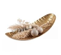 FineBuy Coupe décorative 60 x 23 x 13 cm Aluminium Doré Fait main | Plateau à bijoux en forme de bateau, coupe incurvée en métal, décoration de table pour salle à manger et cuisine