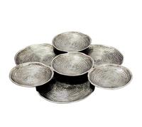 FineBuy Coupelle décorative Argent Aluminium 44cm Ronde - Décoration sur pied Design Corbeille à fruits Métal - Plateau à bijoux Déco de table - Assiette décorative Accessoire de maison - Coupelle à b