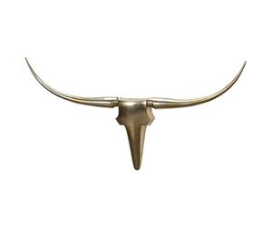 FineBuy Déco Bois de Cerf Taureau L 125 cm Alu Dorée, Décoration Murale
