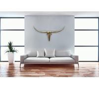 FineBuy décoration Murale Antler Bull L 125 cm en Aluminium doré