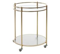 FineBuy Design Chariot de Service ø 57 cm Verre métal Or | Chariot de Nourriture Moderne | Chariot Commode Roulant Verre | Chariot de Cuisine