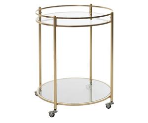 FineBuy Design Chariot de Service ø 57 cm Verre métal Or | Chariot de Nourriture Moderne | Chariot Commode Roulant Verre | Chariot de Cuisine