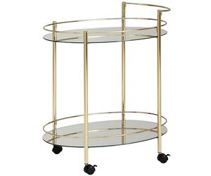 FineBuy Desserte 67x46x79 cm Dorée Blanche avec Plateau en Verre | mini bar mobile sur roulettes, desserte comme table d'appoint, desserte de cuisine pour boissons et snacks, chariot de bar