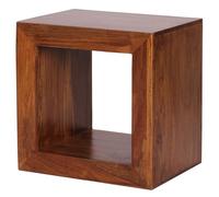 FineBuy Étagère 44x33x44 cm Bois Massif Sheesham Cube Étagère Marron | table d'appoint en bois massif, étagère cube pour salon et entrée, aussi utilisable comme table de chevet, pièce unique