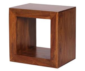 FineBuy Étagère 44x33x44 cm Bois Massif Sheesham Cube Étagère Marron | table d'appoint en bois massif, étagère cube pour salon et entrée, aussi utilisable comme table de chevet, pièce unique