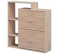 FineBuy Étagère à Chaussures et Housse Bois 85 x 93 x 24 cm Chêne Sonoma | Armoire à Chaussures avec Rangement 12 Paires de Chaussures | Commode de Chaussures