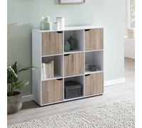 FineBuy Étagère de Rangement 89x91x29 cm Bibliothèque Blanche avec Porte Salon