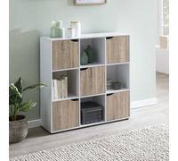 FineBuy Étagère SOMA 89 x 91 x 29 cm Bibliothèque à 9 compartiments Sonoma | Buffet avec 5 portes | Séparateur d'espace en cube moderne | Armoire de couloir ouverte | Buffet Cuberegal Étagère vivante