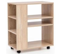 FineBuy Étagère de Rangement Roulette 60x75x35 cm Bibliothèque Sonoma Ouverte | Étagère sur Pied Moderne avec 6 Compartiments | Étagère Salon (Sonoma)