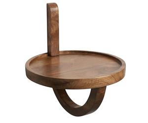 FineBuy Étagère murale, 30 x 33 x 30 cm, en bois massif de mangue, ronde, moderne, design pour table de chevet murale, étagère d'accentuation de salon
