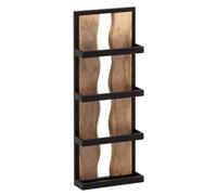 FineBuy Étagère murale 30 x 80 x 10 cm Mango en bois massif/métal Étagère suspendue industrielle | Design flottant rectangulaire | Étagère suspendue pour salon | Étagère murale en bois avec 4 étagères