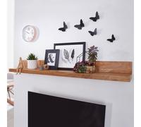 FineBuy étagère Murale 60 cm Bois Massif Acacia étagère Suspendue Rustique | Etagère en Bois - Capacité de Charge maximale 20 kg - Étagère pour Le Mur | Bois véritable