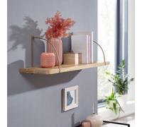 FineBuy Étagère Murale Manguier Bois Massif et Métal Etagère Suspendue | Etagère en Bois Industriel Étagère pour Le Mur | Bois véritable