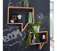 FineBuy Étagère murale Lot de 2 Bois Massif Étagère Acacia Étagère à livres