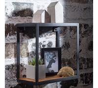 FineBuy Étagère murale PURI Étagère à livres en métal Étagère décorative Étagère à suspendre en bois véritable