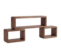 FineBuy Étagère sur Pied Lot de 3 en Bois Massif de Sesham Marron rectangulaire - Étagère décorative Design 3 pièces - Étagère Cube en Bois - Étagère en Bois véritable Faite à la Main