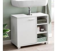 FineBuy Évier armoire avec 60x55x32 cm Blanc Meuble vasque a poser Design Bain