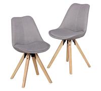FineBuy Chaise de Salle à Manger Lot de 2 Tissu Gris/Bois 48x87x42cm scandinave | Chaise de Cuisine - Capacité de Charge maximale: 110 kg - Chaise sans accoudoirs | Chaise Assise rembourrée