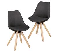 FineBuy Lot de 2 chaises de salle à manger rétro Chaise de cuisine tissu Chaises