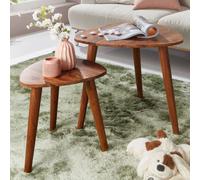 FineBuy Lot de 2 tables d'appoint en bois de Sheesham massif Table de salon Table basse