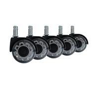 FineBuy Lot de 5 roulettes universelles Robustes pour Chaise de Bureau, axe 11 mm/Ø 50 mm, roulettes Premium silencieuses pour sols durs, roulettes Doubles pour Chaise pivotante Argent