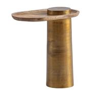 FineBuy Mango Table d'appoint en bois massif et métal 50 x 30 x 52 cm Petite table ovale Table de salon moderne