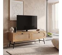 FineBuy Meuble TV 100 cm Lowboard Tiroir Commode TV Rotin Espace de Rangement