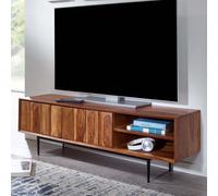 Finebuy Meuble TV 123x42x35 cm Bois Massif Lowboard Panneau de Télévision Design