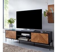 FineBuy Meuble TV 163x45x40 cm Bois Noir Chêne Lowboard Panneau de Télévision