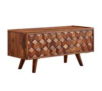 FineBuy Meuble TV 92x35x44 cm Bois Massif Sheesham avec Porte Rabattable
