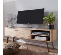 FineBuy Meuble TV Bois Massif 145x47x35cm Lowboard TV commode Étagère télévision
