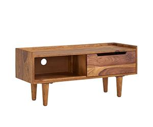 FineBuy Meuble TV Sheesham Bois Massif 95x44x34 cm Lowboard TV Commode | Étagère pour la télévision - pour téléviseur jusqu'à 50 Pouces - Panneau de télévision avec Rangement