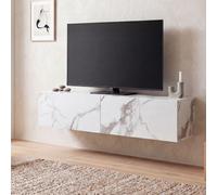 FineBuy Meuble TV Suspendu 120 cm Lowboard Aspect Marbre Commode TV Mural