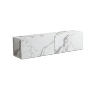 FineBuy Meuble TV Suspendu 120x30x30 cm Blanc Effet Marbre Abattants