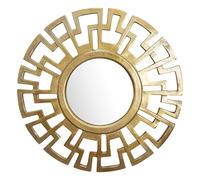 FineBuy Miroir Mural Rond 60x60 cm Métal Doré, Art Déco