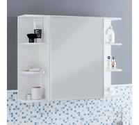 FineBuy moderne Armoire murale en bois miroir 80x64,5x20cm Blanc