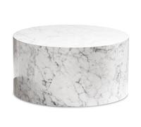 FineBuy Möbel zum Wohlfühlen FineBuy Table basse Monobloc 60 x 60 x 30 cm Blanc brillant avec aspect marbre Table de salon ronde Table basse moderne