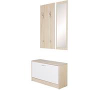 FineBuy Porte Manteau avec 4 Crochets Armoire à Chaussures Vestiaire d' Entrée [Sonoma]