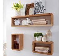 FineBuy Set de 3 étagères murales en bois massif Étagère en bois de campagne Wandboard produit naturel